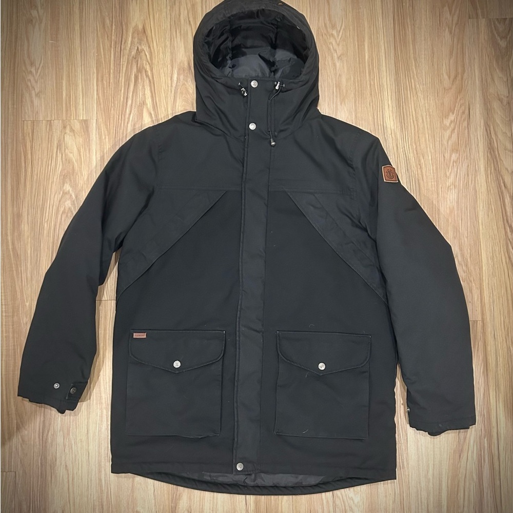 + S O L D +  Element Men's Black Hooded Puffer Jacket